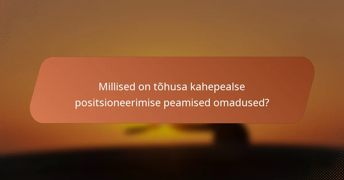 Millised on tõhusa kahepealse positsioneerimise peamised omadused?
